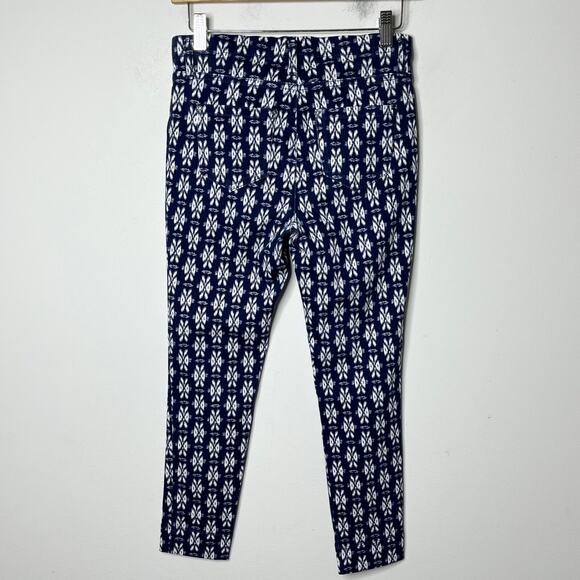 Time and Tru Women's Ponte Ankle Pants S Blue Geometric Print Stretch Pull On - Picture 3 of 7